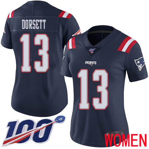 New England Patriots Football #13 100th Season Limited Navy Blue Women Phillip Dorsett NFL Jersey->women nfl jersey->Women Jersey